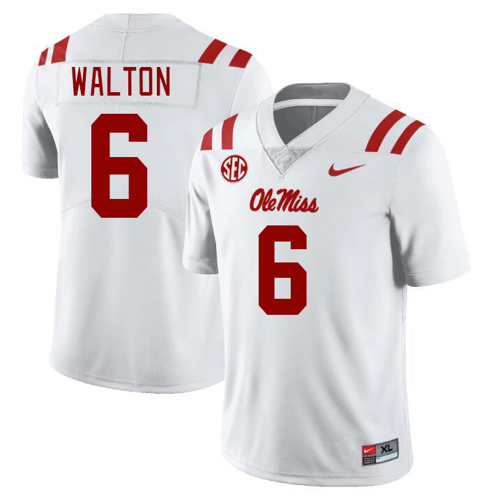 Men #6 Zamari Walton Ole Miss Rebels College Football Jerseys Stitched Sale-White